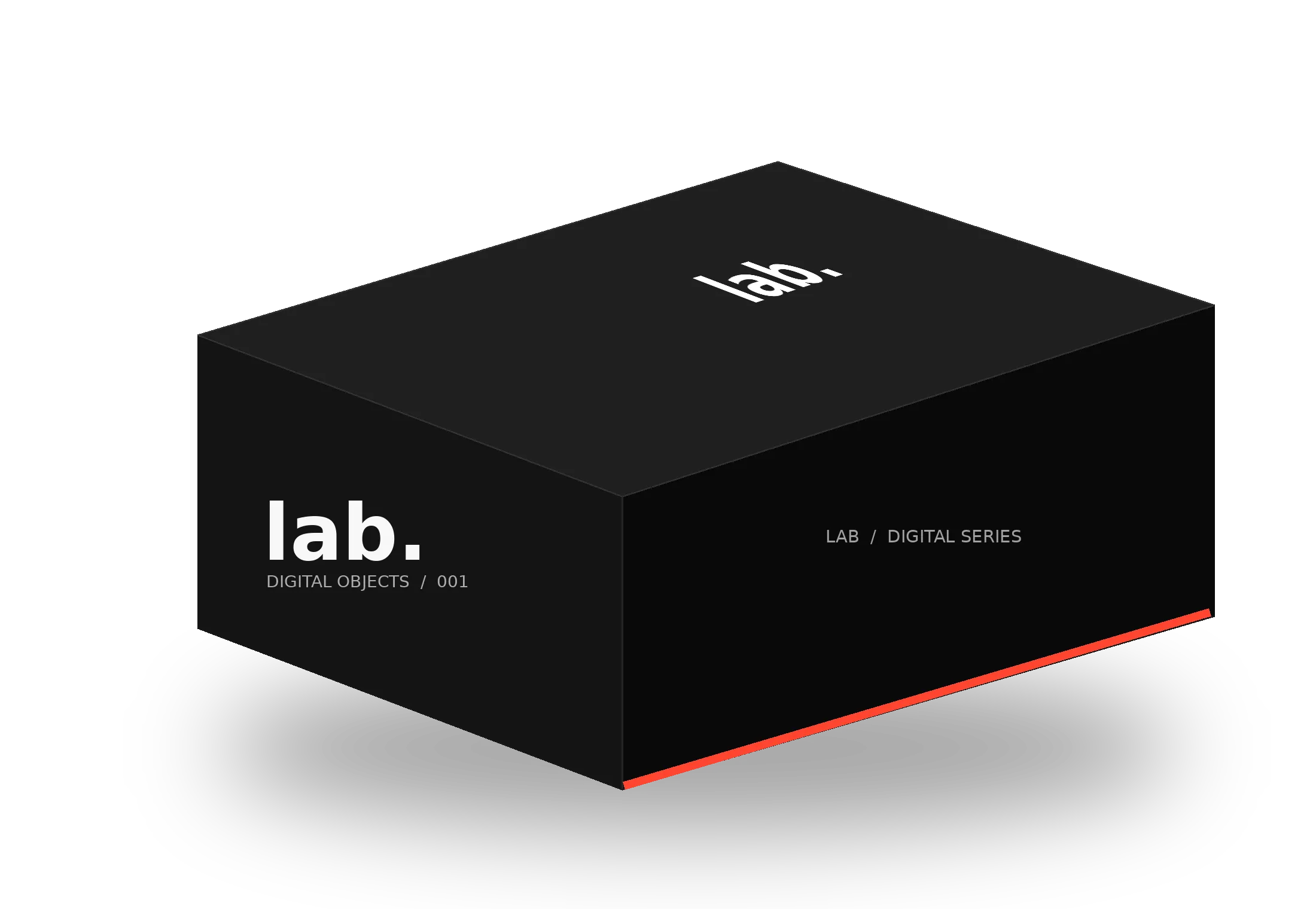 Black lab. presentation box with a fine red line